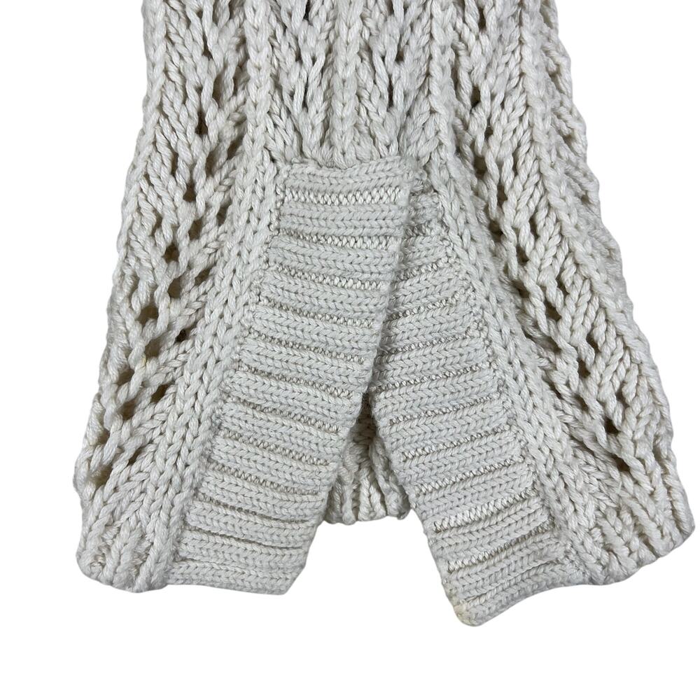Y2K White House Black Market Ivory Open Knit Cropped Shrug M Bell Sleeve Sweater - Picture 5 of 13